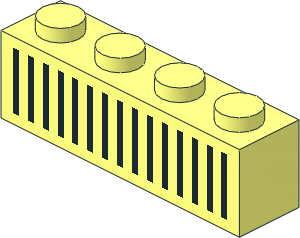 Brick  1 x  4 with Black 15 Bars Grille Pattern