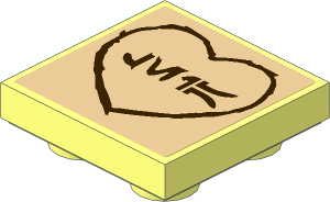 Tile  2 x  2 Inverted with Aurebesh "LEIA" Characters and Carved Heart Sticker