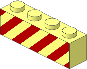 Brick  1 x  4 with Red Diagonal Stripes Pattern