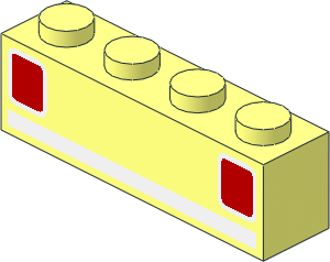 Brick  1 x  4 with Basic Car Taillights White Bumper Pattern
