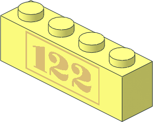 Brick  1 x  4 with Chrome Gold "122" Pattern