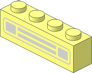 Brick  1 x  4 with Town Car Grille Chrome Silver Pattern