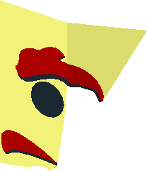 ~Minifig Head with Moustache Red, Headset, Red Eyebrows Pattern - Half