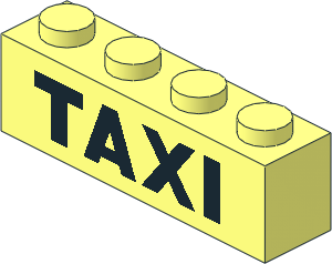 Brick  1 x  4 with Black "TAXI" Pattern