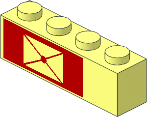 Brick  1 x  4 with Envelope on Red Background Left-Aligned Pattern