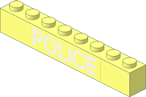 Brick  1 x  8 with White "POLICE" Sticker on Both Sides