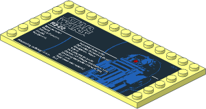 Plate  6 x 12 with 22 Studs on Three Edges with R2-D2 Sticker