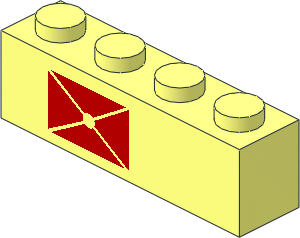 Brick  1 x  4 with Red Envelope Left-Aligned Pattern