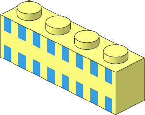 Brick  1 x  4 with Light Blue Squares Pattern
