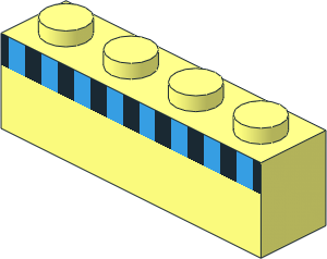 Brick  1 x  4 with Black Stripe and 8 Blue Squares Pattern