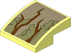 Slope Brick Curved  2 x  2 x  0.667 with Brown and Olive Green Vines #1 Sticker