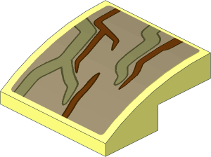 Slope Brick Curved  2 x  2 x  0.667 with Brown and Olive Green Vines #5 Sticker