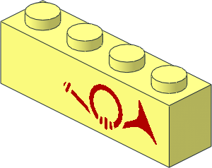 Brick  1 x  4 with Red Mail Horn Right-Aligned Pattern