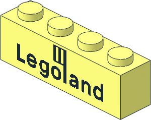 Brick  1 x  4 with Black Legoland Logo Pattern