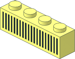 Brick  1 x  4 with Black 20 Bars Grille Pattern
