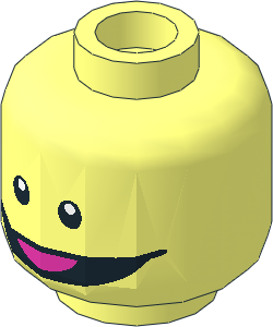 Minifig Head with Wide Smile and Dark Pink Tounge Pattern