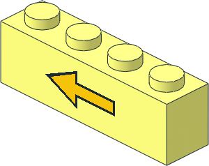 Brick  1 x  4 with Yellow Left Arrow and Black Border Pattern