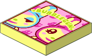 Tile  2 x  2 with Groove with Lime "BUBBLEGUM" and Medium Azure/Dark Pink Rabbits Pattern