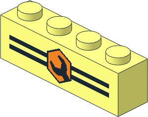 Brick  1 x  4 with Stripes and Wrench Pattern