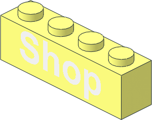 Brick  1 x  4 with White "Shop" Pattern