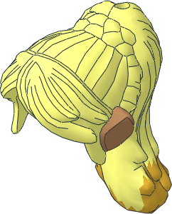 Figure Elves Hair Long Tapered in Back with Braids and Gold Highlight at Ends and Medium Nougat Elves Ears Pattern Figure Elves Hair Long Tapered in Back with Braids and Gold Highlight at Ends and Medium Nougat Elves Ears Pattern
