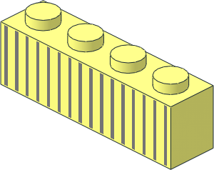 Brick  1 x  4 with 16 Metallic Silver Stripes Pattern