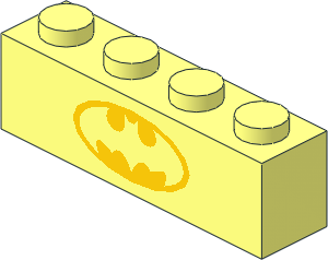Brick  1 x  4 with Batman Logo in Yellow Oval Pattern