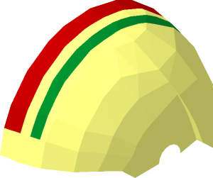 ~Minifig Helmet Modern - Top Half with Red and Green Stripes Pattern