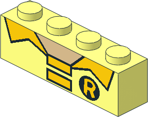 Brick  1 x  4 with Yellow Collar and Yellow Robin Logo Pattern