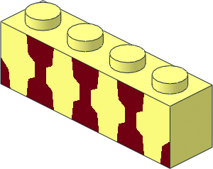 Brick  1 x  4 with  3 Dark Red Vertical Stripes Pattern