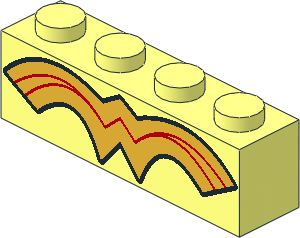 Brick  1 x  4 with Wonder Woman Logo Pattern