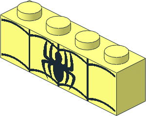 Brick  1 x  4 with Black Spider Web and Black Spider-Man Logo Pattern