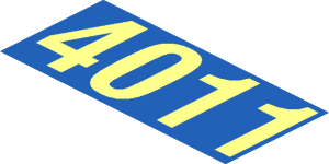 ~Sticker  1.5 x 23.9 with Red and Blue Stripes and "4011" - Text