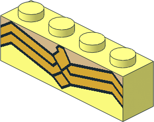 Brick  1 x  4 with Tan Shapes And Metallic Gold Eagle Pattern