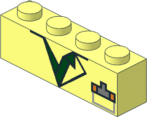 Brick  1 x  4 with Hazmat Suit with Chest Pocket and Dark Green Lapel Pattern