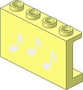 Panel  1 x  4 x  2 with  3 White Music Notes Pattern