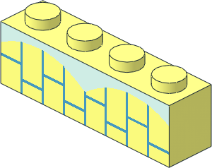 Brick  1 x  4 with Light Aqua Top and Dark Azure Vertical Brick Pattern