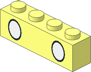Brick  1 x  4 with  2 White Ovals and Black Outline Pattern