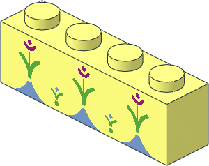 Brick  1 x  4 with 3 Magenta Flowers and 2 Medium Blue Flowers with Bright Green Stems Pattern