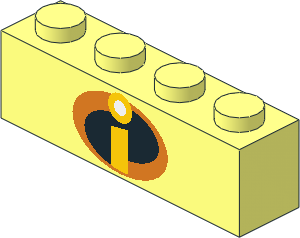 Brick  1 x  4 with Incredibles Logo Pattern