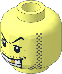 Minifig Head with Smile and Gold Tooth Pattern