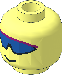 Minifig Head with Blue Wrap-Around Sunglasses Pattern