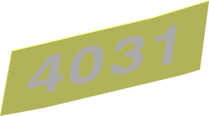 Sticker  0.8 x  1.9 with White "4031" on Transparent Background (Formed Left)