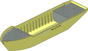 Boat Hull Floating 51 x 12 with V-shaped Stern with Light Grey Decks with Fire Station Logo and White "4031" Sticker