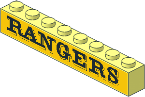 Brick  1 x  8 with "RANGERS" Sticker