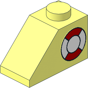 Slope Brick 45  2 x  1 with Life Preserver Right Sticker