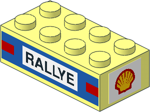 Brick 2 x 4 with "RALLYE", Taillights and Shell Logo 1971 Stickers Brick 2 x 4 with "RALLYE", Taillights and Shell Logo 1971 Stickers