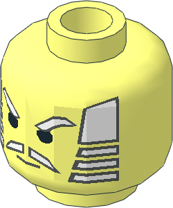 Minifig Head with White Hair, Eyebrows, and Moustache Pattern