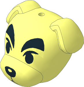 Minifig Head Animal Crossing Dog Jack Russel Terrier K.K. Slider with Black Eyes and Nose Pattern