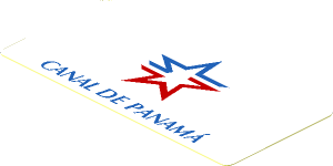 Sticker  1.8 x  3.8 With Red and Blue Star and Blue "CANAL DE PANAMÁ"